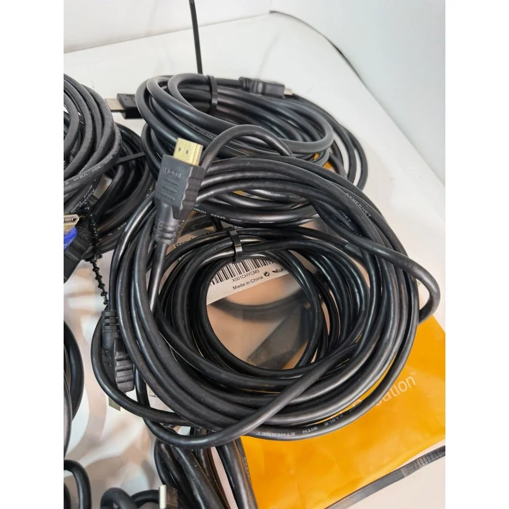 Lot of 35 Assorted HDMI Cables, Various Lengths and colors (Black, Gray, White)
